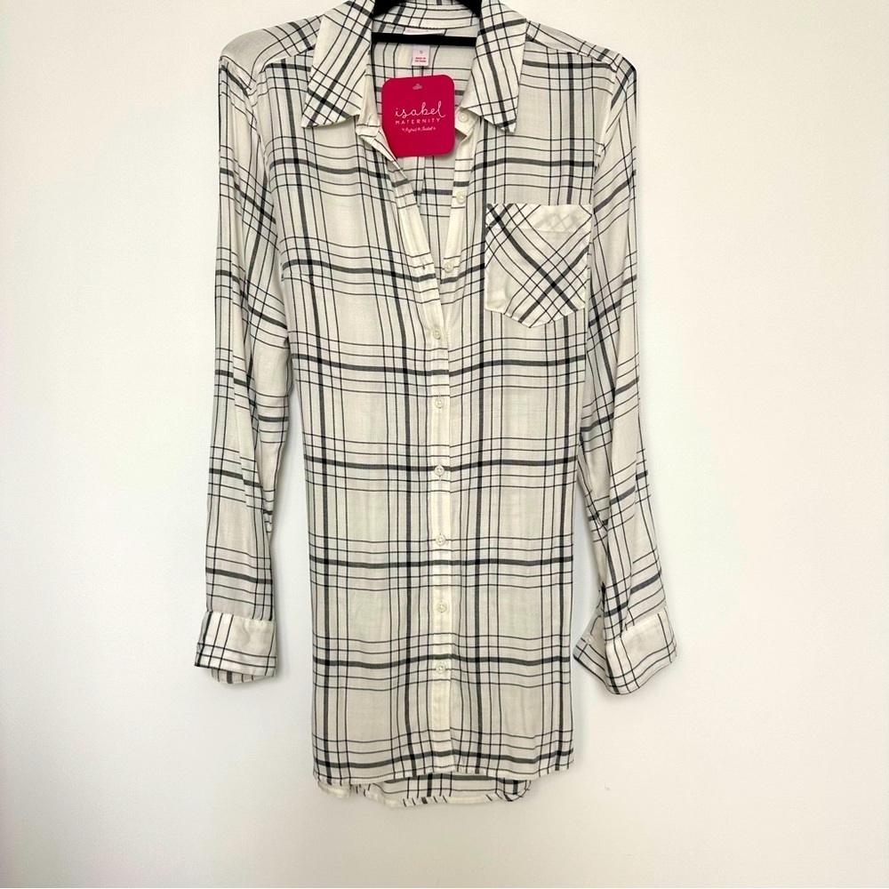 Maternity light plaid top